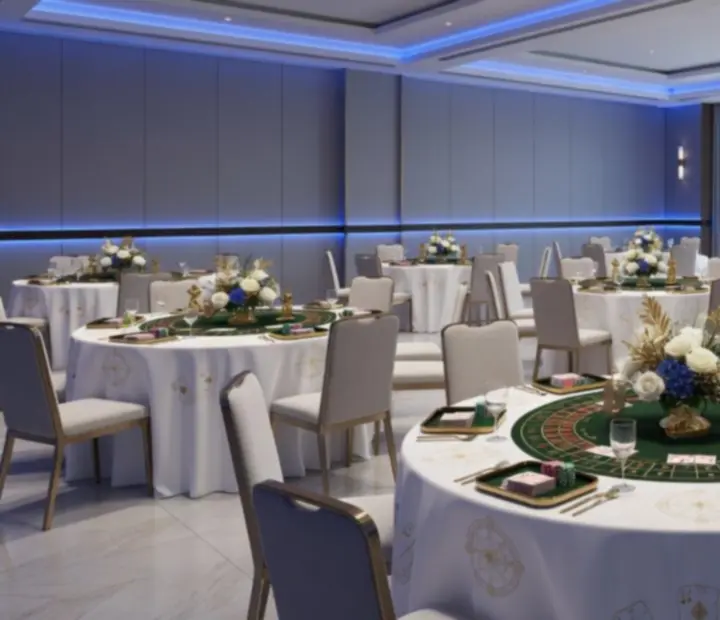 Elegantní eventový prostor připravený pro luxusní firemní kasinový večer