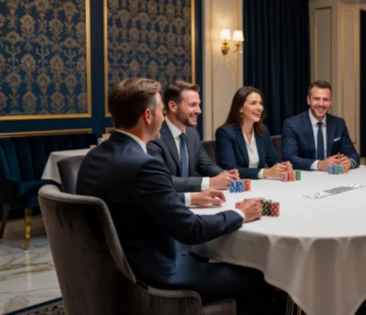 Společenský pokerový večer v luxusním salonu