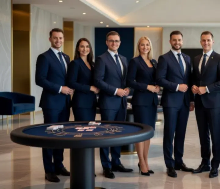 Tým Luzenta během večerní společenské akce v elegantním kasinovém stylu
